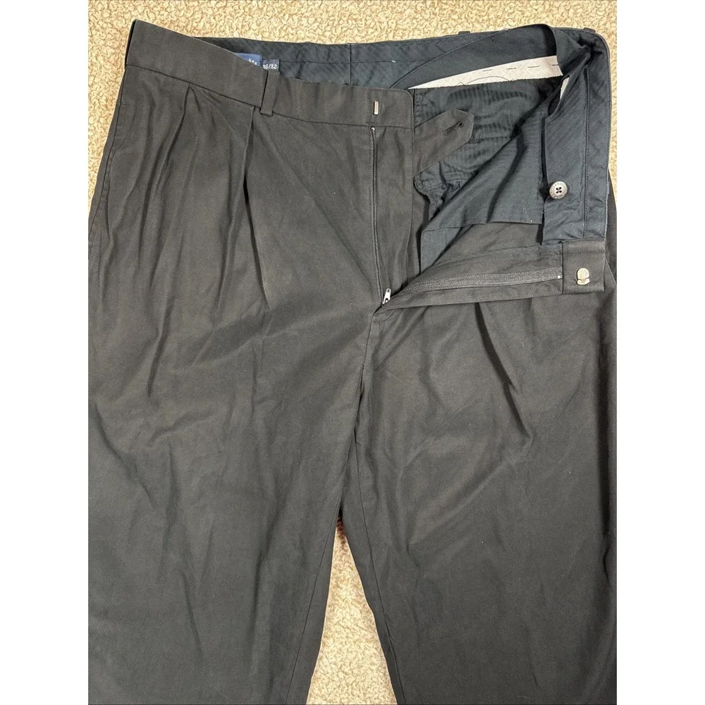 Polo Ralph Lauren Men 36x32 Chino Pants Trouser 90s Vintage Black Pleated Cuffed